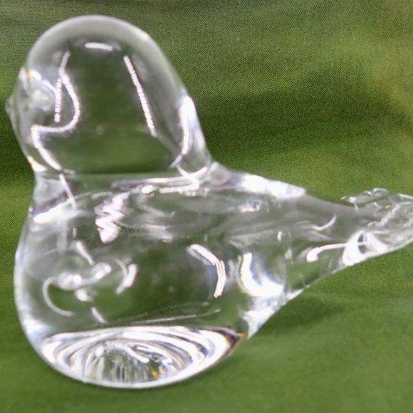 Art Glass Bird Figurine Hand Blown Clear Mid Century Modern 4.5” x 2" MCM 10 oz - Picture 4 of 16